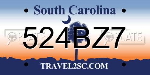 524BZ7 South Carolina License Plate