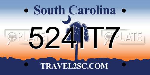 524IT7 South Carolina License Plate