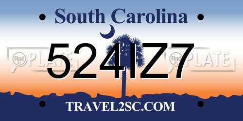 524IZ7 South Carolina License Plate