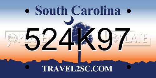 524K97 South Carolina License Plate