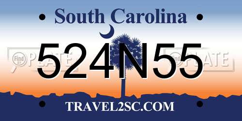 524N55 South Carolina License Plate