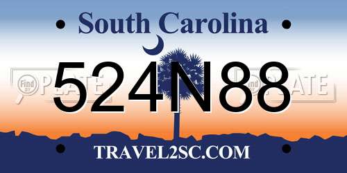 524N88 South Carolina License Plate