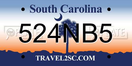 524NB5 South Carolina License Plate