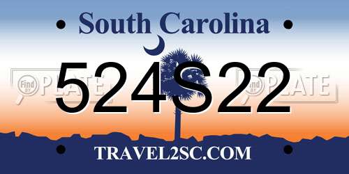 524S22 South Carolina License Plate