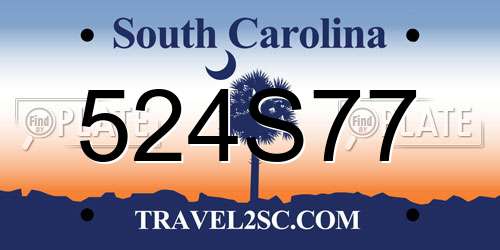524S77 South Carolina License Plate