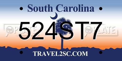 524ST7 South Carolina License Plate