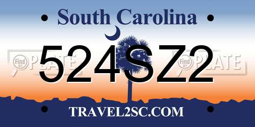 524SZ2 South Carolina License Plate
