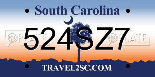 524SZ7 South Carolina License Plate