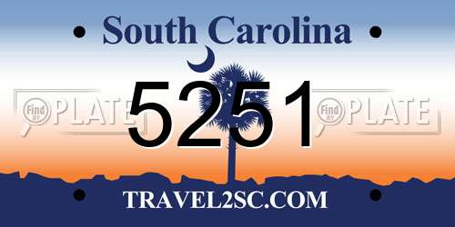 5251 South Carolina License Plate