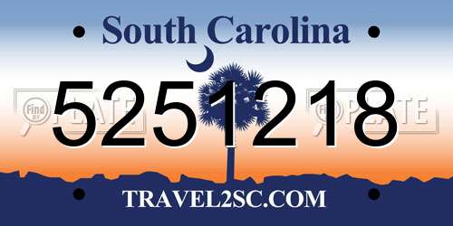 5251218 South Carolina License Plate