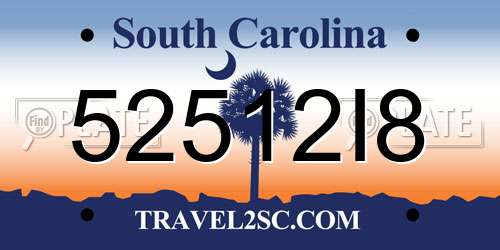 52512I8 South Carolina License Plate