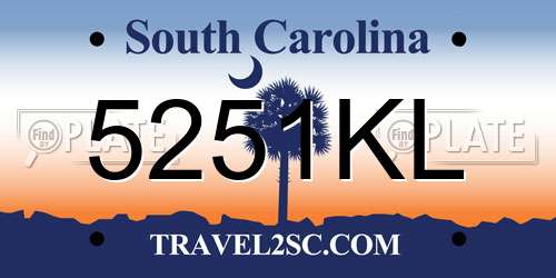 5251KL South Carolina License Plate