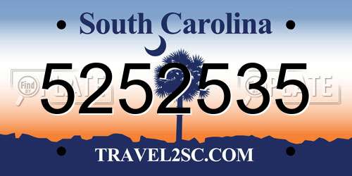 5252535 South Carolina License Plate