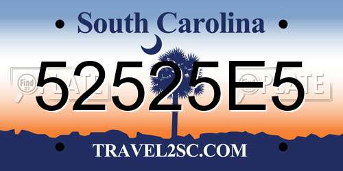 52525E5 South Carolina License Plate