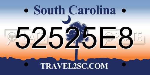 52525E8 South Carolina License Plate