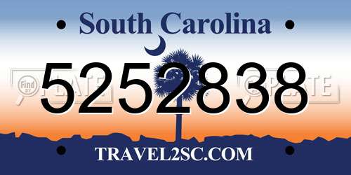 5252838 South Carolina License Plate