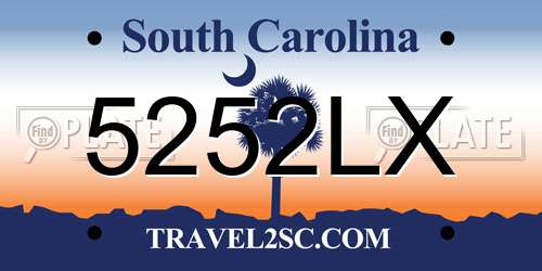 5252LX South Carolina License Plate