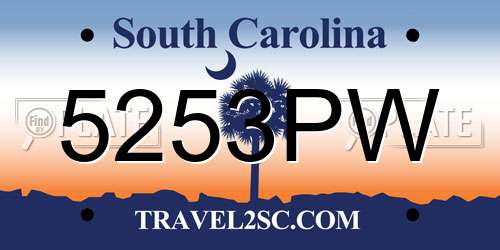 5253PW South Carolina License Plate