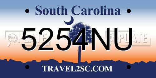 5254NU South Carolina License Plate