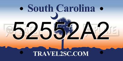 52552A2 South Carolina License Plate