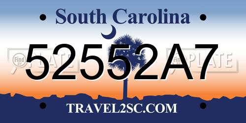 52552A7 South Carolina License Plate