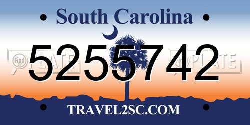 5255742 South Carolina License Plate
