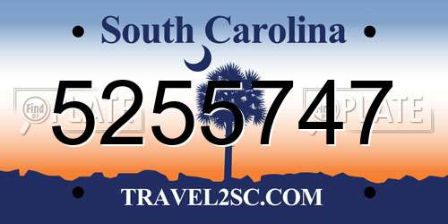 5255747 South Carolina License Plate