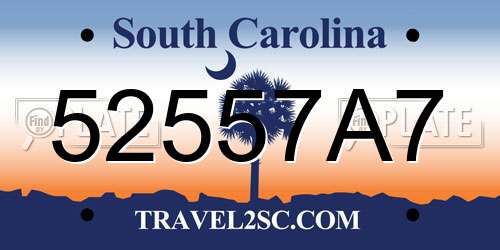 52557A7 South Carolina License Plate