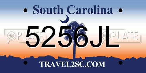 5256JL South Carolina License Plate