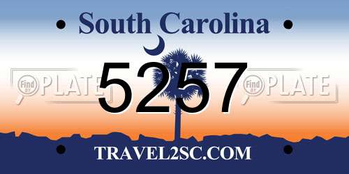 5257 South Carolina License Plate