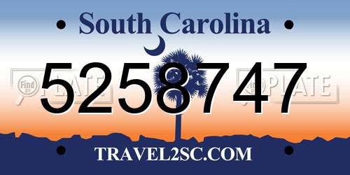 5258747 South Carolina License Plate