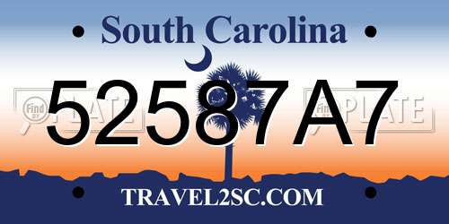 52587A7 South Carolina License Plate
