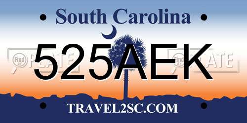 525AEK South Carolina License Plate
