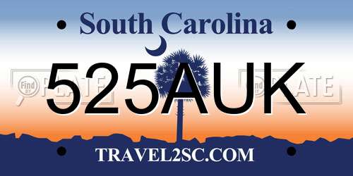 525AUK South Carolina License Plate