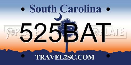 525BAT South Carolina License Plate