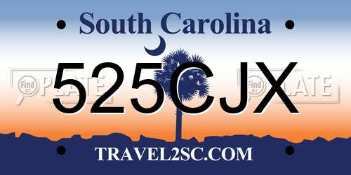 525CJX South Carolina License Plate
