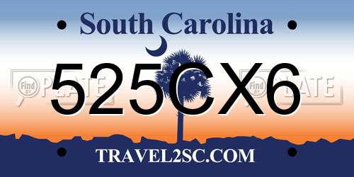 525CX6 South Carolina License Plate