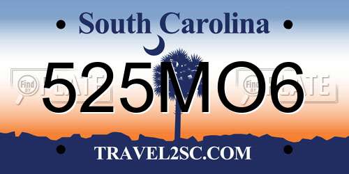 525MO6 South Carolina License Plate