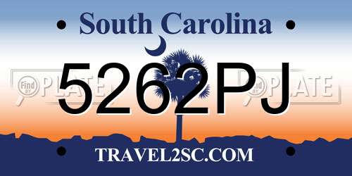 5262PJ South Carolina License Plate