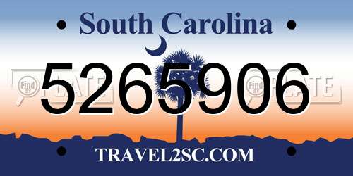 5265906 South Carolina License Plate