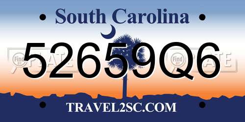 52659Q6 South Carolina License Plate