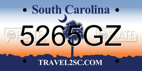 5265GZ South Carolina License Plate