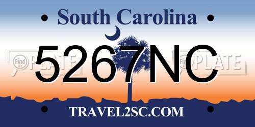 5267NC South Carolina License Plate