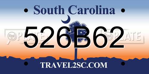 526B62 South Carolina License Plate