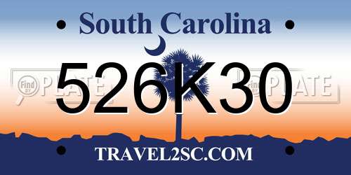 526K30 South Carolina License Plate