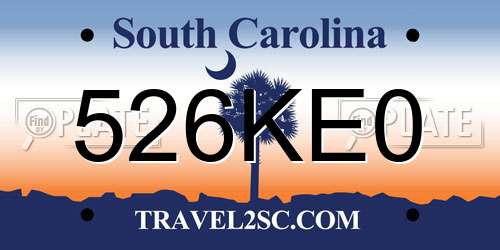 526KE0 South Carolina License Plate