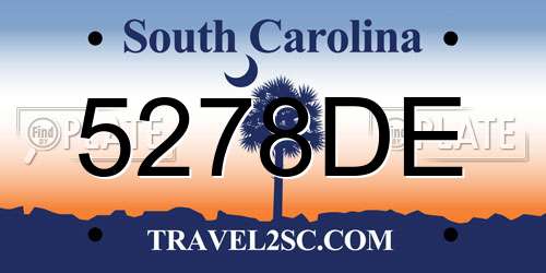 5278DE South Carolina License Plate
