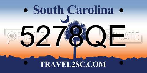 5278QE South Carolina License Plate