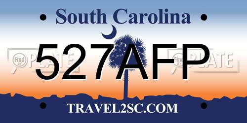 527AFP South Carolina License Plate
