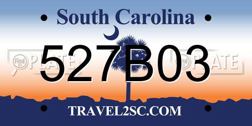 527B03 South Carolina License Plate